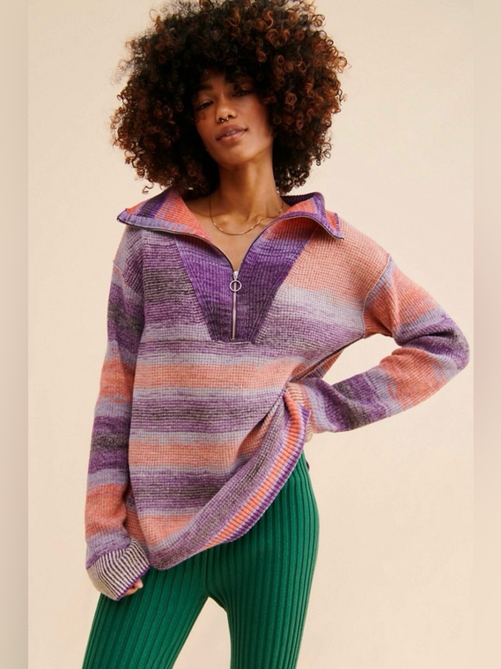 Anthropologie Daily Practice Half Zip Tunic Sweater